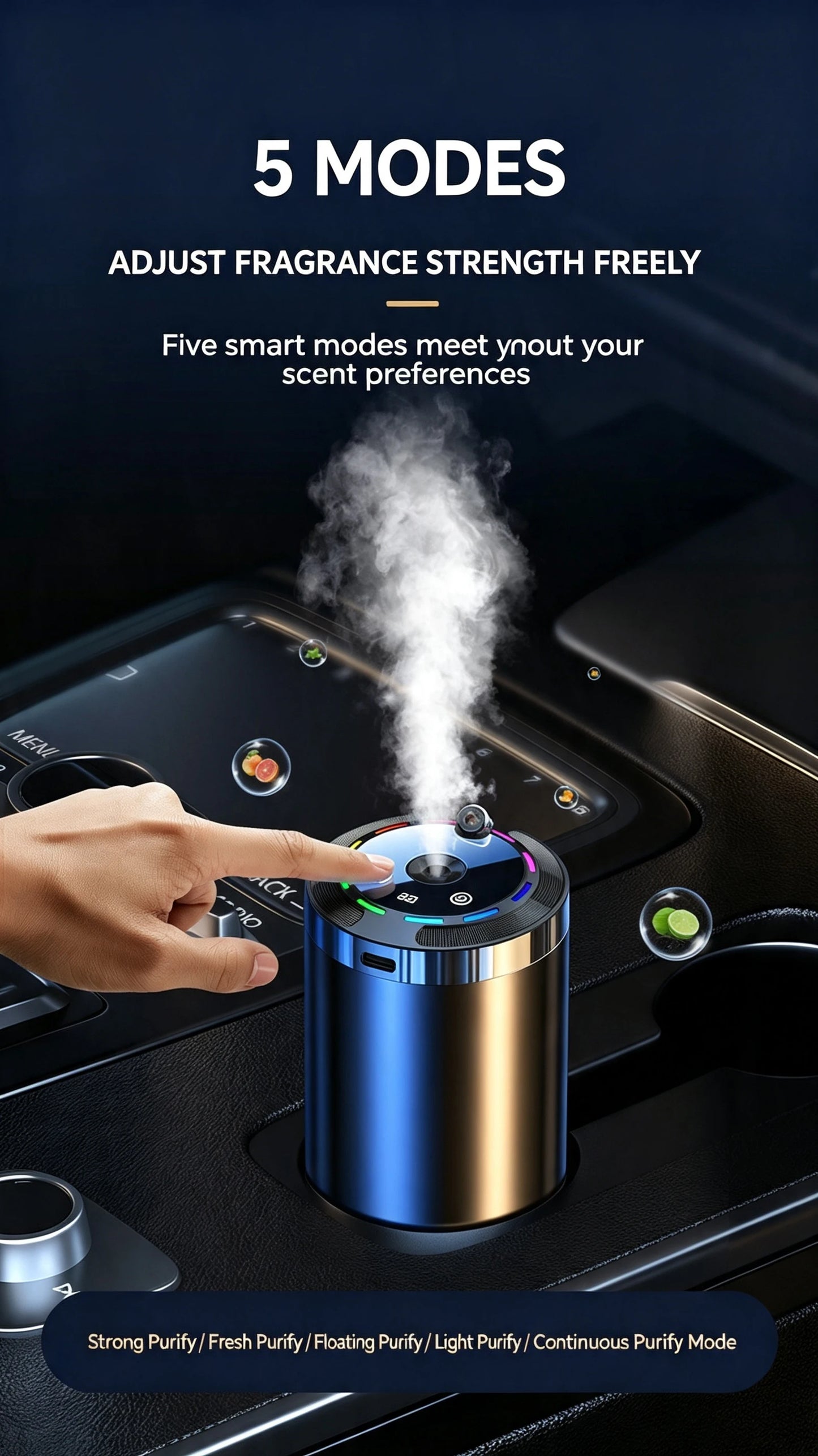 Car Air Freshener 5 Modes Car Diffuser Humidifier Smell Air Freshener Automatic Auto Scent Starry Sky Ceiling Ambient Light