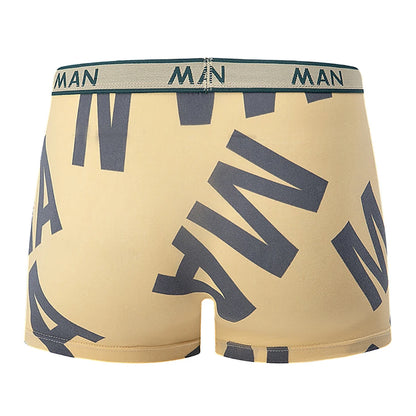4-piece Set Of Men's Seasonal Fashionable Printed Underwear Comfortable Elastic Waist Flat Angle Pants Plus Size Casual Shorts