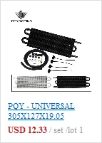 Universal 13 Rows Oil Cooler Kit + Oil Filter Sandwich Adapter + Nylon Stainless Steel Braided An10 Hose W/ PQY Sticker+Box
