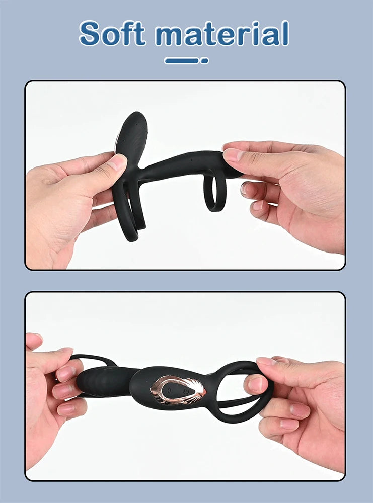 Vibrating 360°Twisting Cock Ring Sex Toys for Women Adult Couples G-spot Clitoral Stimulator Penis Ring for Men Dick Vibrator 18