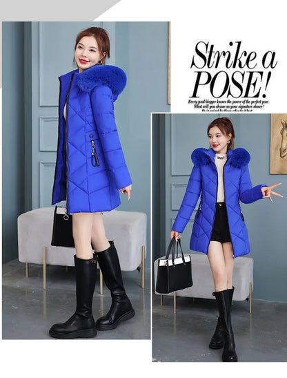 Winter New Fashion Long Cotton-padded Coat Womens Casual Hooded Parkas Womens Winter Jacket Coat Down Jacket Female