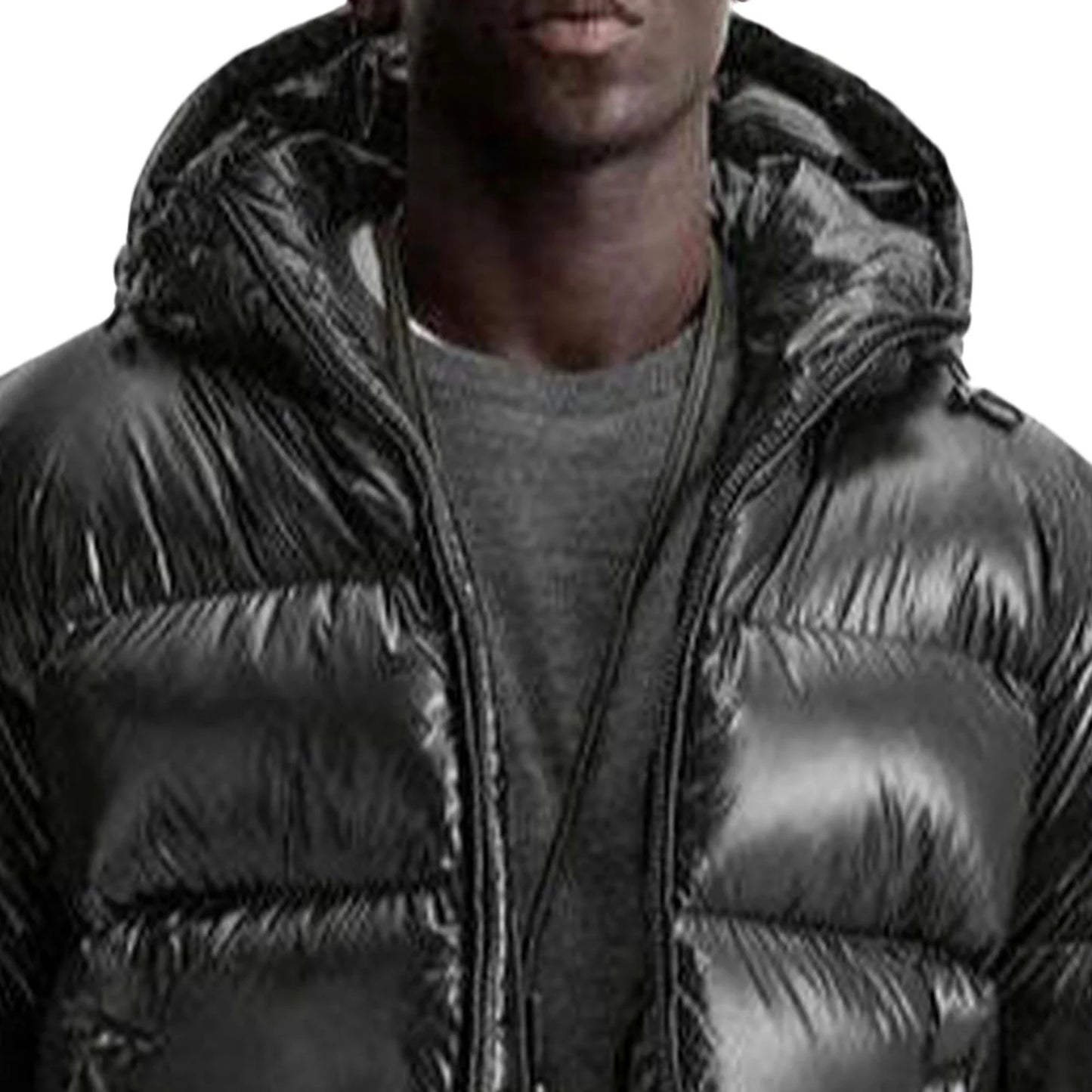 Men'S Down Jacket Casual Solid-Color Hooded Cotton-Padded Jacket Men'S Thickened Winter Warm Coat Loose Pocket Bread Jacket Coat