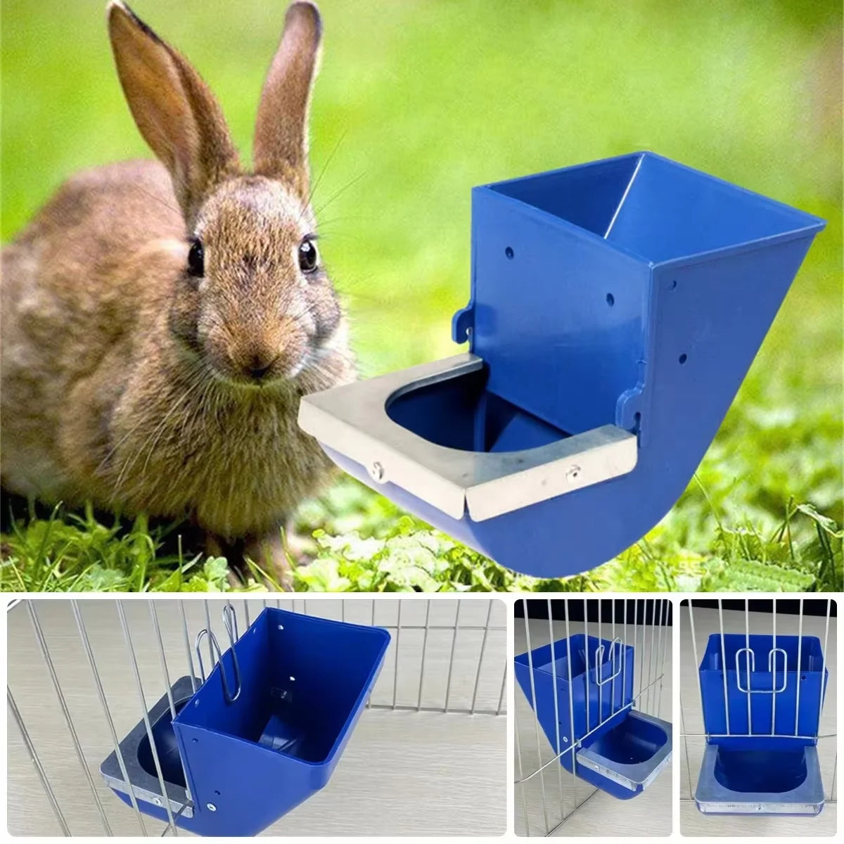 Rabbit Feed Box Hopper Rabbit Cage Rabbit Animal Anti Pickling Feed Trough Rabbits Feeders Food Box Farm Garden Convenient 1PC