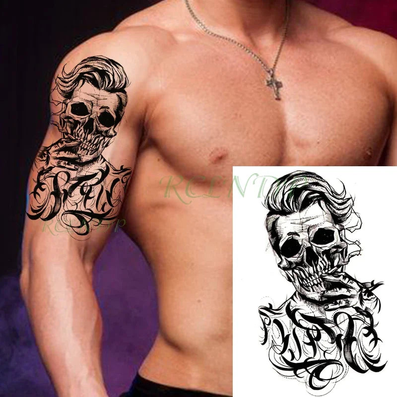 Waterproof Temporary Tattoo Sticker Joker Skull Letter Big Size Body Art Flash Tatoo Fake Tatto Stickers for Girl Men Women