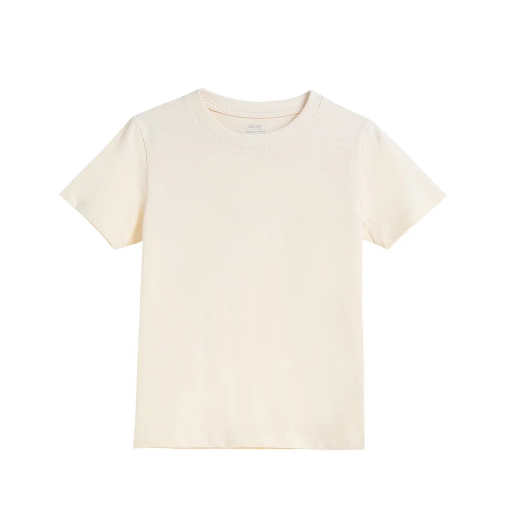 2-16 Years Summer Kids Boys Girls T-shirts Solid Cotton Breathable Teenager Short Tops Children's Tees Casual Shirt Baby Clothes