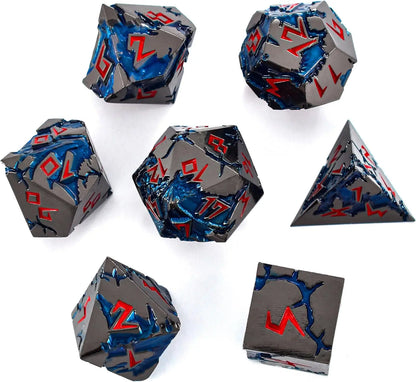 D&D kauliukai, 7 kauliukų metalinis DND kauliukų rinkinys, svertiniai metaliniai „Dungeons and Dragons“ kauliukai, daugiakampiai D ir D kauliukai, skirti vaidmenų žaidimui