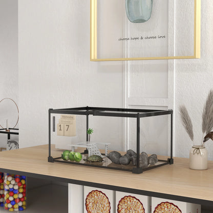 Reptile box, reptile breeding box, transparent terrarium habitat, sliding lid, metal trellis