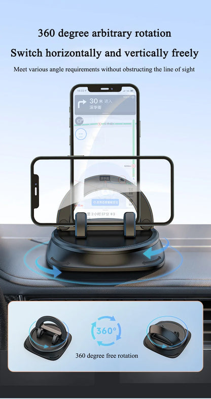 Dashboard Car Phone Holder 360° Rotation Universal Car Phone Mount With Non-Slip Silicone Replacement Tools For Smartphone