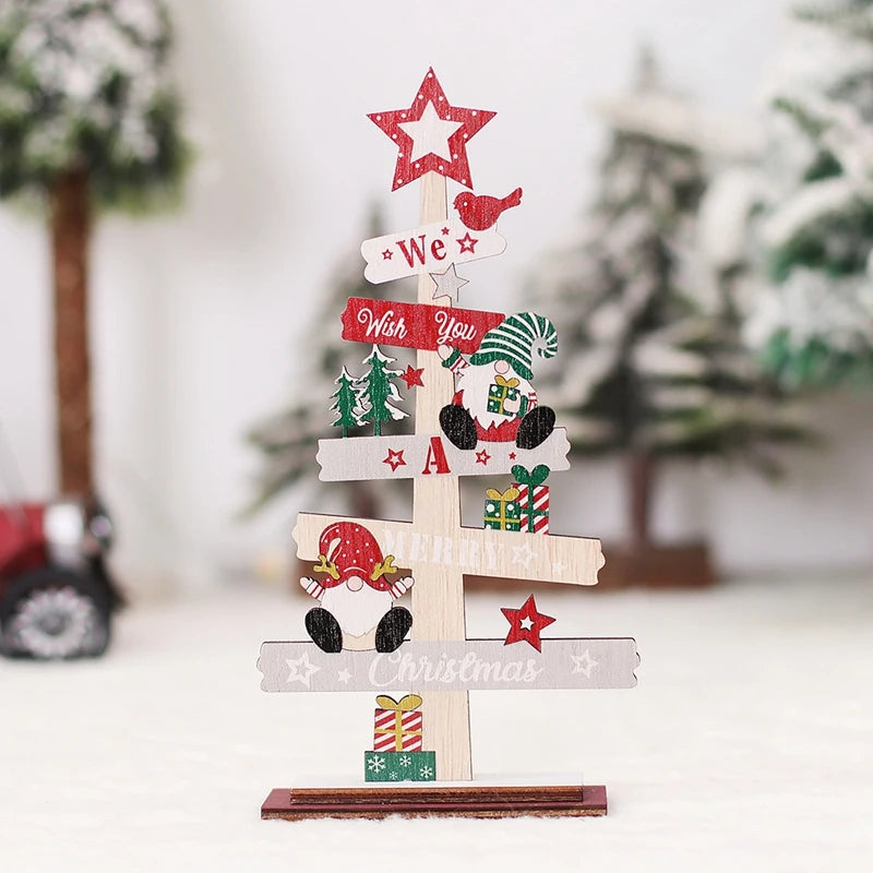 Wooden Christmas Tree Desktop Ornament Santa Claus Merry Christmas Sign Plaque Xmas Decoration for Home 2026 New Years Noel Gift