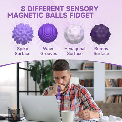 Fidget Toys Magnetic Stress Balls for Adults Silicone Stress Relief Sensory Toy Finger Toy for Office Decoration 4 Fun Textures