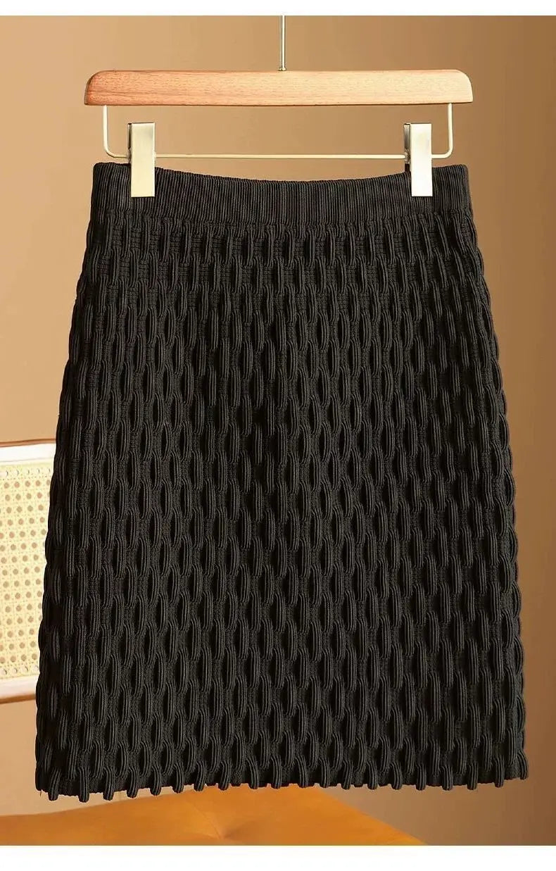 Autumn and Winter New Loose and Slimming Casual Versatile Knitted Base Elegant Skirt Covering Buttocks A-line Skirt for Women