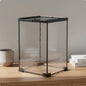 Stackable Reptile Terrarium Glass Cage Secure Mesh Lid with Heat Lamp Holder for Small Pets Display