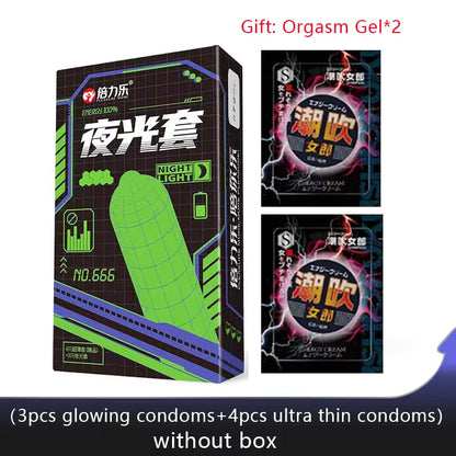 Glowing Delay Ejaculation Condoms For Men Fluorescence Rubber Condom Noctilucent Penis Sleeves Sex Toys For Women Sex Toys Shop