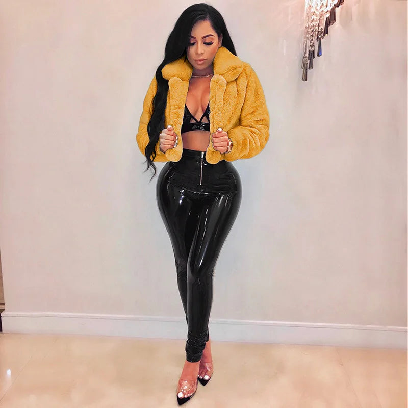 Women Coat Faux Fur Coats Sexy Short Jackets Turn Down Collar Long Maxi Loose Open Stitch Thick Warm Outerwear Autumn Winter
