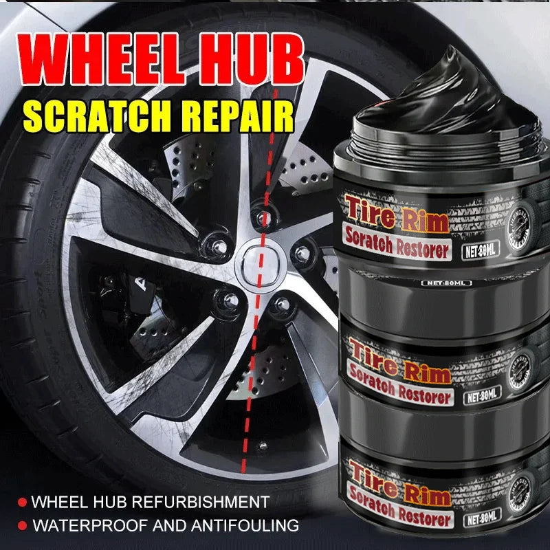 Universal Car Wheel Hub Repair Paste 80g - Scratch, Fade Removal for Aluminum Alloy & Chrome Rims, Tire polish wax