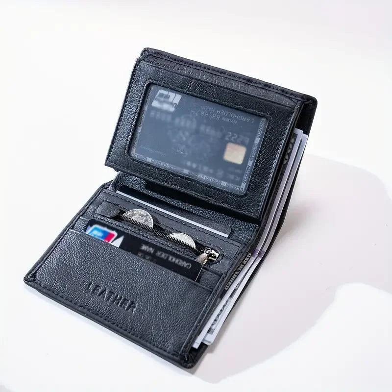 Mens Wallet Genuine Leather RFID Blocking Vintage Vertical Short Credit Card Holder Coin Purse Money Bag Slim Travel Gift