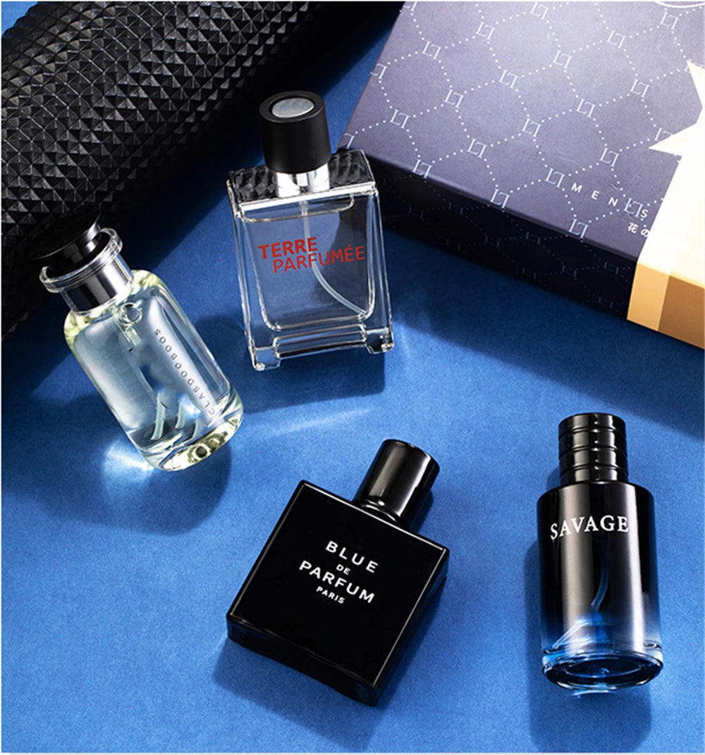 Luxury Brand Perfume Men Cologne 100ml Parfums Homme Gift Box 4Pcs Set Perfumes Masculinos Natural Floral Fruity Scent Spray
