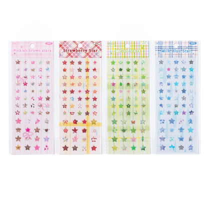 4 Designs Candy Star Series Lovely Five Point Star Theme Resin Stickers for Scrapbooking DIY Frame Collage Decoration