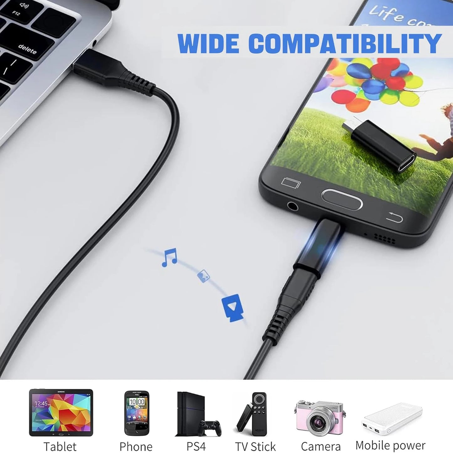 4 Pack USB C Adapter, 2 USB C Female to Micro USB Male Connector, 2 USB C to Mini 5-Pin USB Male Adapter