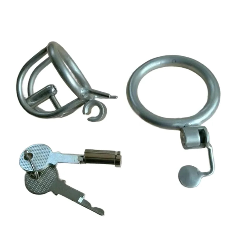 Steel Prince Albert Chastity Cage Male Urethral BDSM Bondage Unique Design Metal Cock Cage Men Cbt Lock Chastity Device
