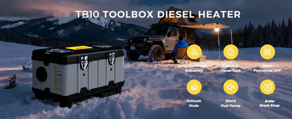 TB10 8KW Toolbox Diesel Air Heater 12V/24V/220V With Adapter/Auto Thermostat/Bluetooth App/Display For Truck Car Parking Heater