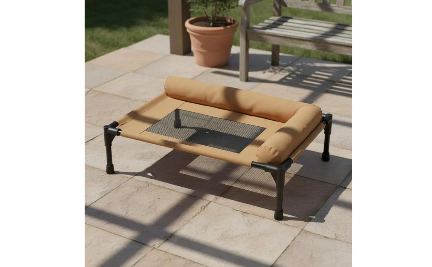 Elevated Pet Bed All-Season Use Raised Dog and Cat Bed Pet Cot Sturdy Frame With Pillow Support for Felines, Travel