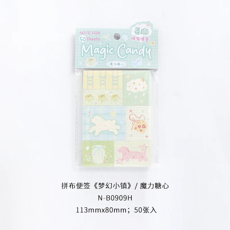 50sheets Dreamy Town Series Kawaii Ins Cute Handbooks Decoration Message Notes DIY Handmade Scrapbook Aesthetic Supplies