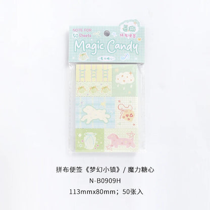 50sheets Dreamy Town Series Kawaii Ins Cute Handbooks Decoration Message Notes DIY Handmade Scrapbook Aesthetic Supplies