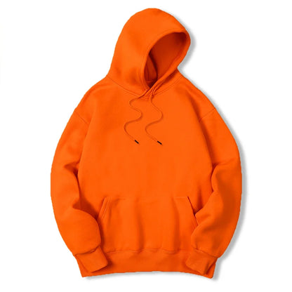 2025 Men's Solid Color Hooded Sweaters Men's Warm Wool Sweater Fashionable Street Clothing Loose  Breathable Jersey Brand Hooded