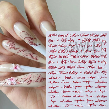 4pcs English Letter Nail Stickers Gothic Style Y2K Cool Design Roman Letter Alphabet Adhesive Nail Decal DIY Manicure Decoration