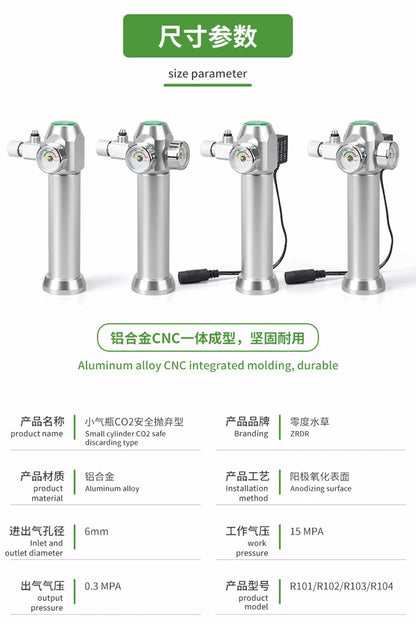 Aquarium CO2 Regulator Solenoid Valve Bubble Counter Small Gas Bottle 3-8UNF with Sleeve Fish Tank CO2 Pressure Reducing Valve