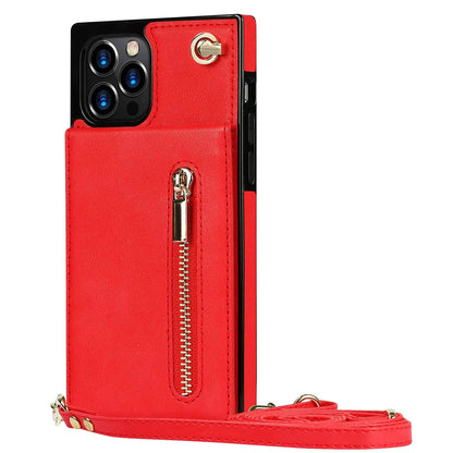 Zipper Wallet for IPhone 17 Air 16 16E 15 14 13 12 11 Pro Max Plus Case with Card Holder Lanyard Strap Crossbody Leather Cover