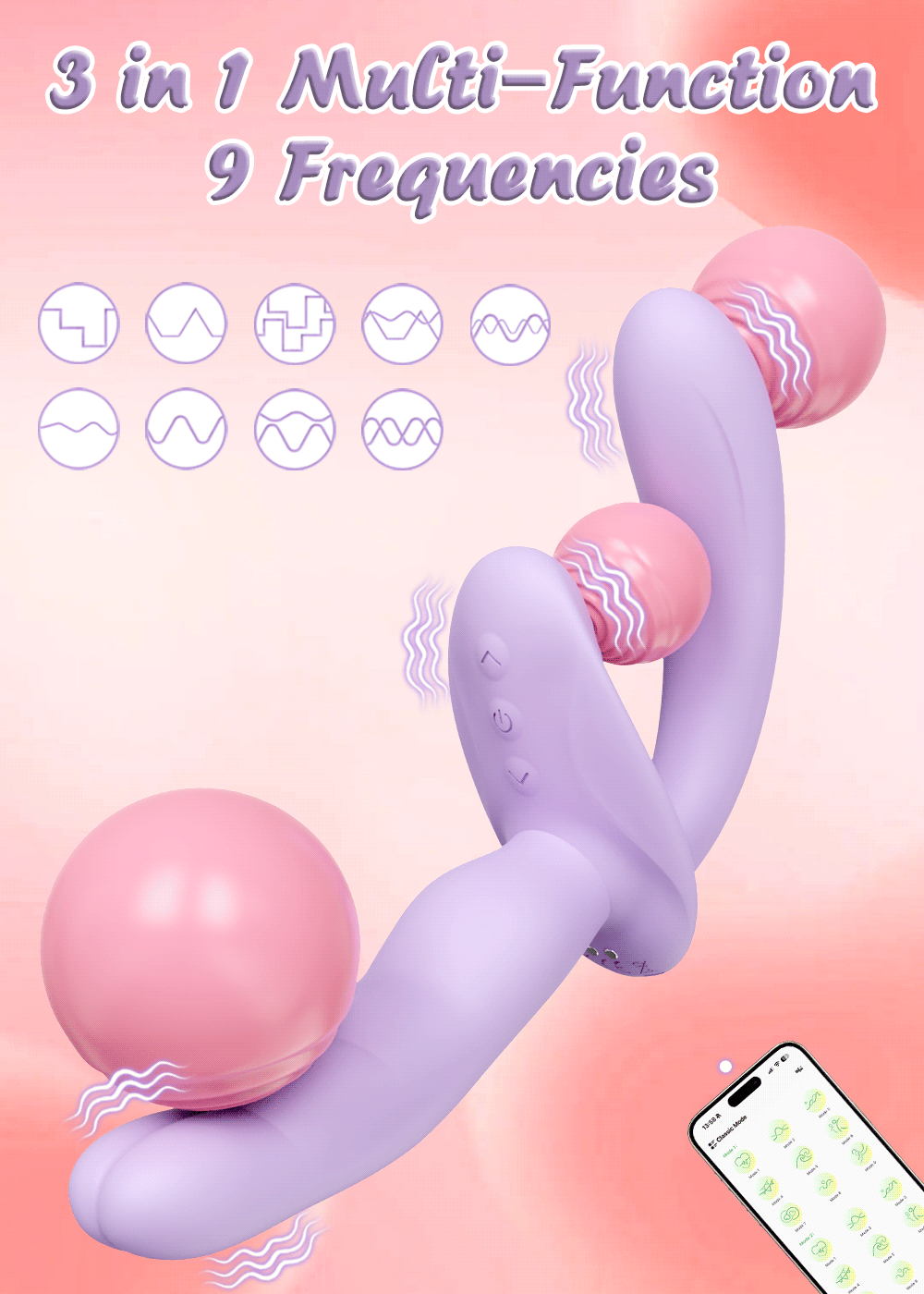 APP Strapless Strap-On G-Spot Dildo Vibrator Realistic Double-Ended Vibrating Butt Plug Anal Sex Toys for Women Lesbians Couples