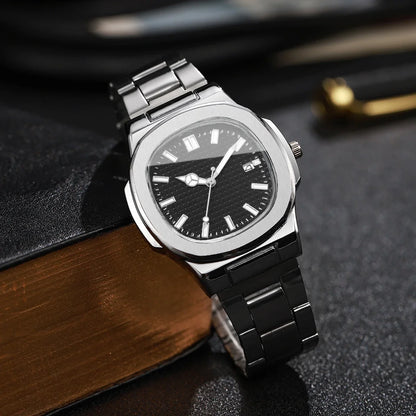 Luxury Square Men Business Watches Simple Calendar Quartz Watch for Mens Clock Reloj Hombre（Without Box）