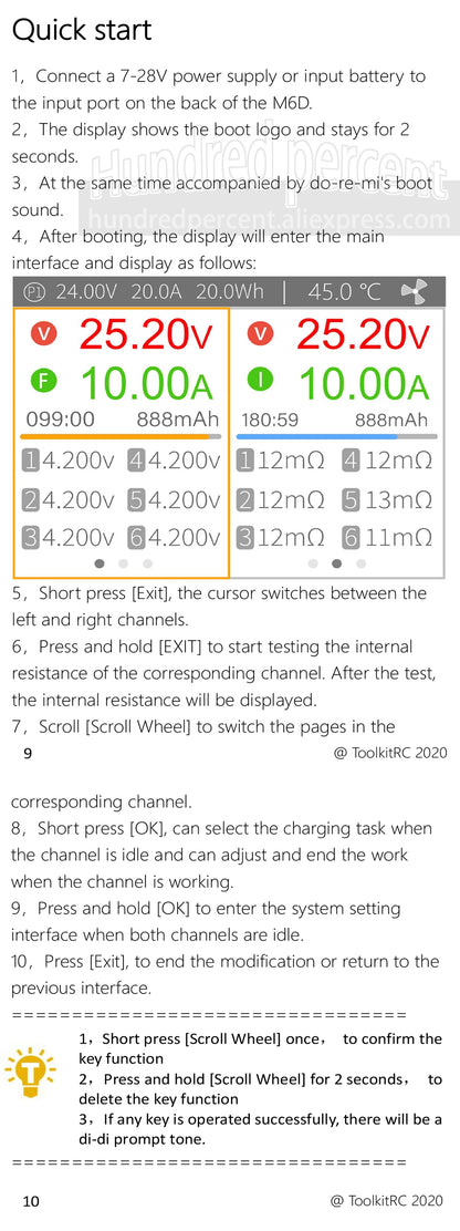 ToolkitRC M6D V3 Charger Black DC 500W Intelligent Dual Channel 1S 2S 3S 4S 5S 6S Toy Model Car Lithium Battery Fast Charging