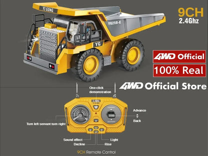 4WD Remote Control Excavator 4x4 Alloy Dump Truck Bulldozer Radio Model RC Car Construction Vehicle with Lights Sound Toy Gift
