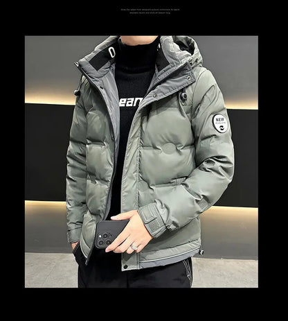 Hip Hop Men's Lightweight Hooded Down Jackets Winter Fashion Windbreaker Thick Warm Coats Outdoor Sport White Duck Down Jacket
