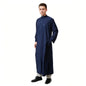 Men's Saudi Arabic Stand Collar Long Sleeve Robe Ramadan Muslim Robe Middle East Islamic Clothing