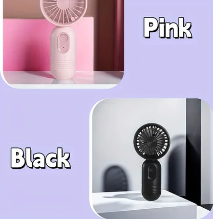 Mini Handheld Fan 3-Speed Strong Wind USB Rechargeable Long Lasting Portable Desk Fan For Students Office Outdoor Travel Camping
