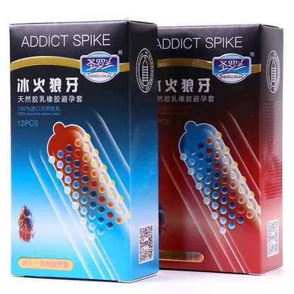 10/12PCS Erotic Condom Ice and Hot Feeling Big Particles Spikes Condom G Point Stimulation Sexshop Contraception for Men Sex Toy