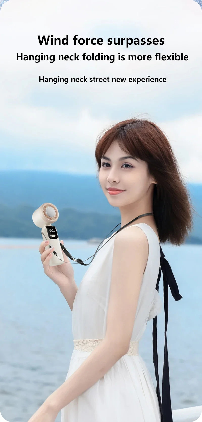 New Ice Cooling Handheld Fan 100 Speeds Turbo Portable USB Desk Fan Foldable/Hangable for Outdoor Fast Chill Ice Compress