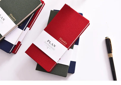 Undated Weekly Fabric A6 Journal - Portable Pocket-Sized Planner for Notes, Goals & Daily Flow Linen Weeks Planning System