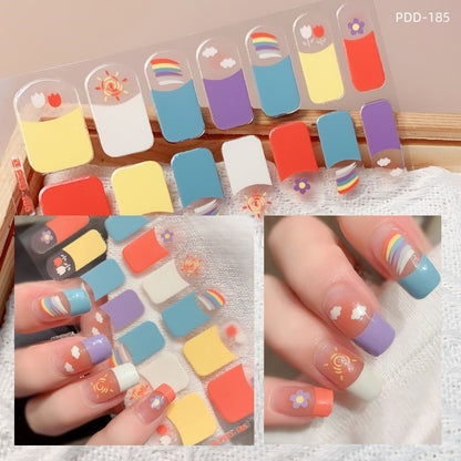 1PC Gel Nail Sticker Patch Slider Flower Gradient Color Back Glue Full Cover Waterproof Gel Nail Sticker UV Lamp Curing Manicur