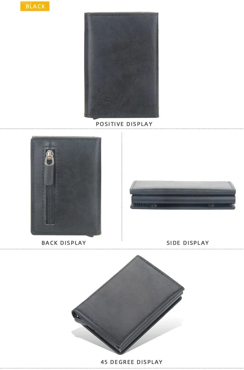 Pop Up Credit Card Holder Wallets Men Slim Rfid Blocking CardHolder Wallet for Men Card Money Bag Purse PU Leather Short Wallets