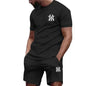 New hot selling 2026 men's two-piece sportswear short sleeved T-shirt and pants set running and fitness sportswear summer