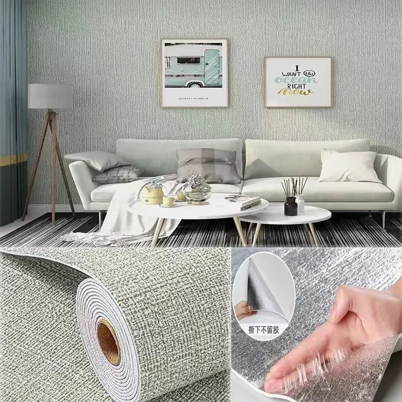 Self-Adhesive 3D Linen Foam Wall Sticker PVC Moisture-proof Wallpaper for Living Room Bedroom Bathroom Dormitory Home Decoration