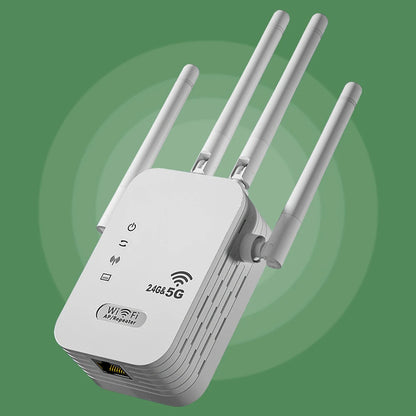1200Mbps WiFi Repeater Signal Amplifier Dual Band 2.4G 5G WI-FI Signal Booster Long Range WIFI Network Extender for Home Office