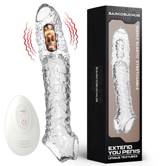 Penis Extension Sleeve Vibration Extend Adult Sex Toys Reusable Penis Sleeve Delay Ejaculation Dick Sleeve Sex toys for Men 18+