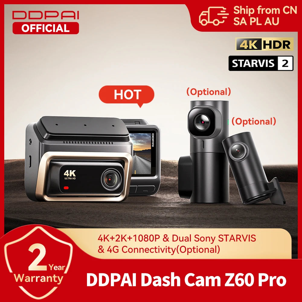 DDPAI Z60 Pro 4K Dash Cam Auto Dashcam Front GPS Car Camera for Dual SONY Sensor WiFi ADAS Night Vision DVR Video Recorder