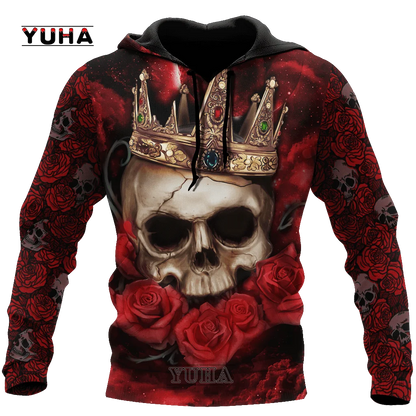 Dark  Red Skull Tattoo 3D All Over Printed Men's Hoodie & Sweatshirt Spring and  Autumn Unisex  Hoodies Casual Sportswear
